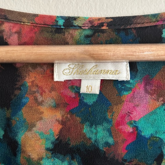 Shoshanna Floral Print 100% Silk 3/4-Sleeve Multicolor Blouse - Size 10 - Picture 5 of 10